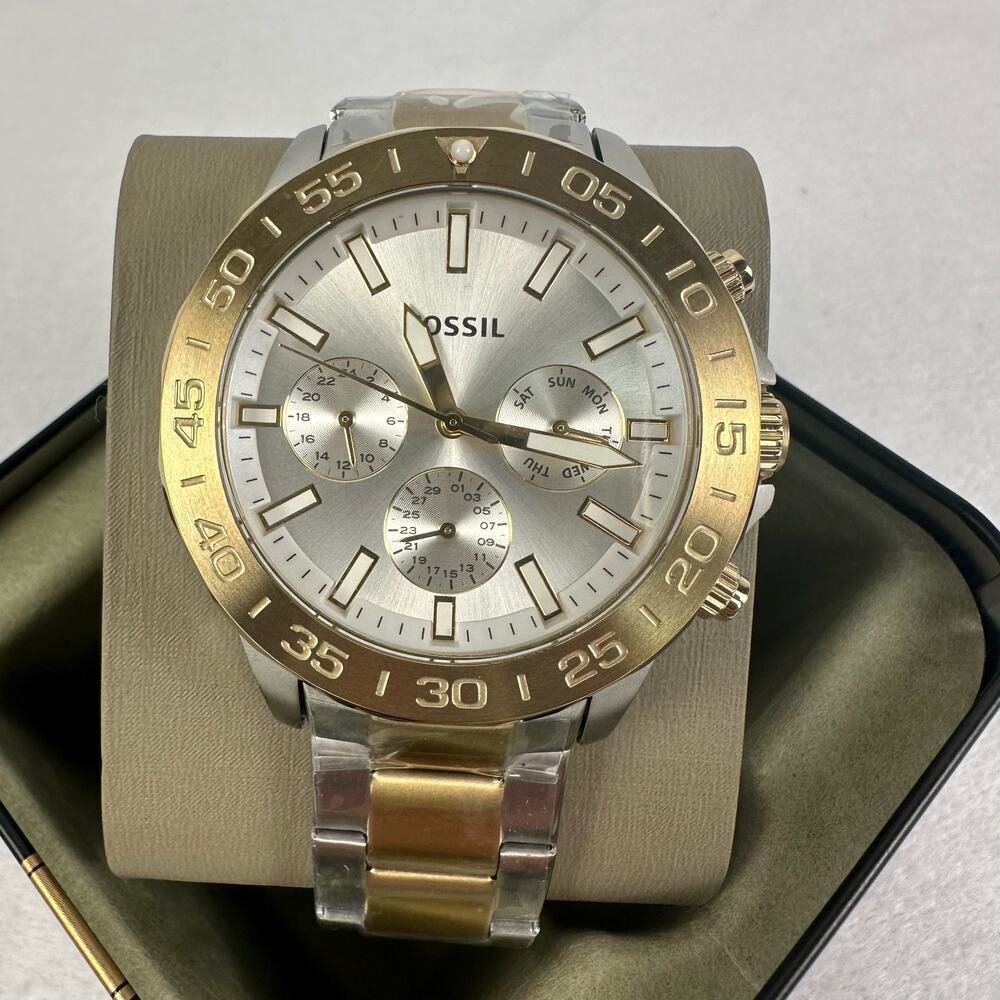 FOSSIL Men Bannon Multifunction Quartz Two-Tone Stainless Steel Watch BQM2707